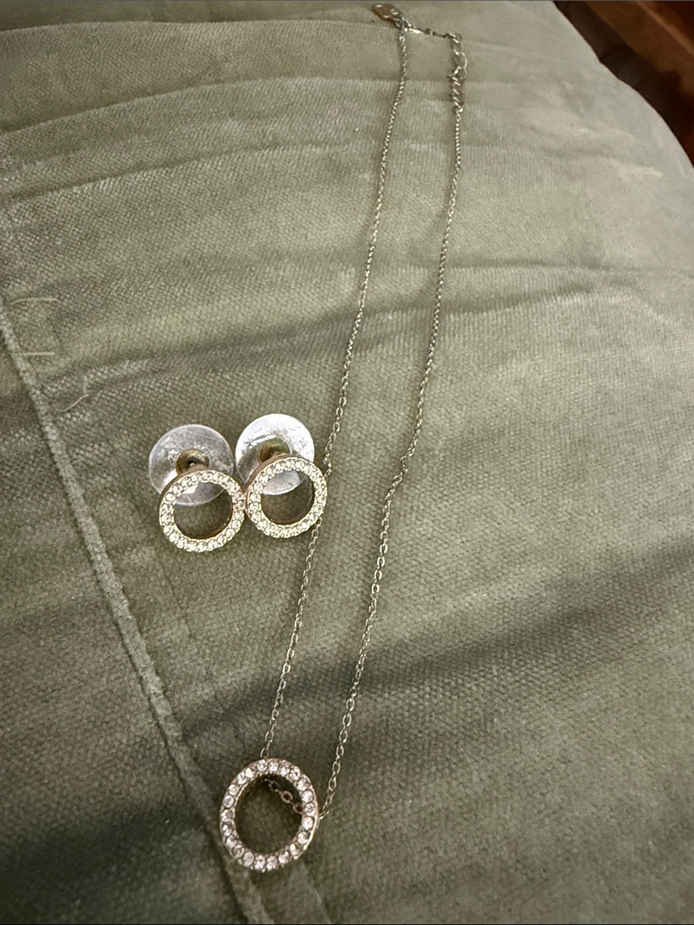 Park Lane Silver Crystal Circle Necklace with Matching Studs